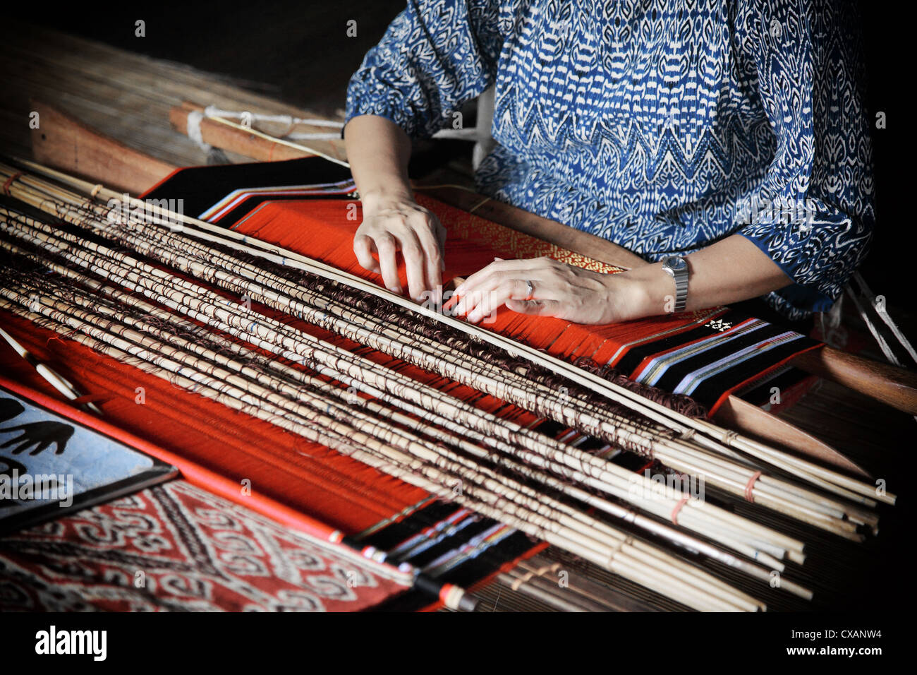 Loom asiatiques classiques au travail Banque D'Images