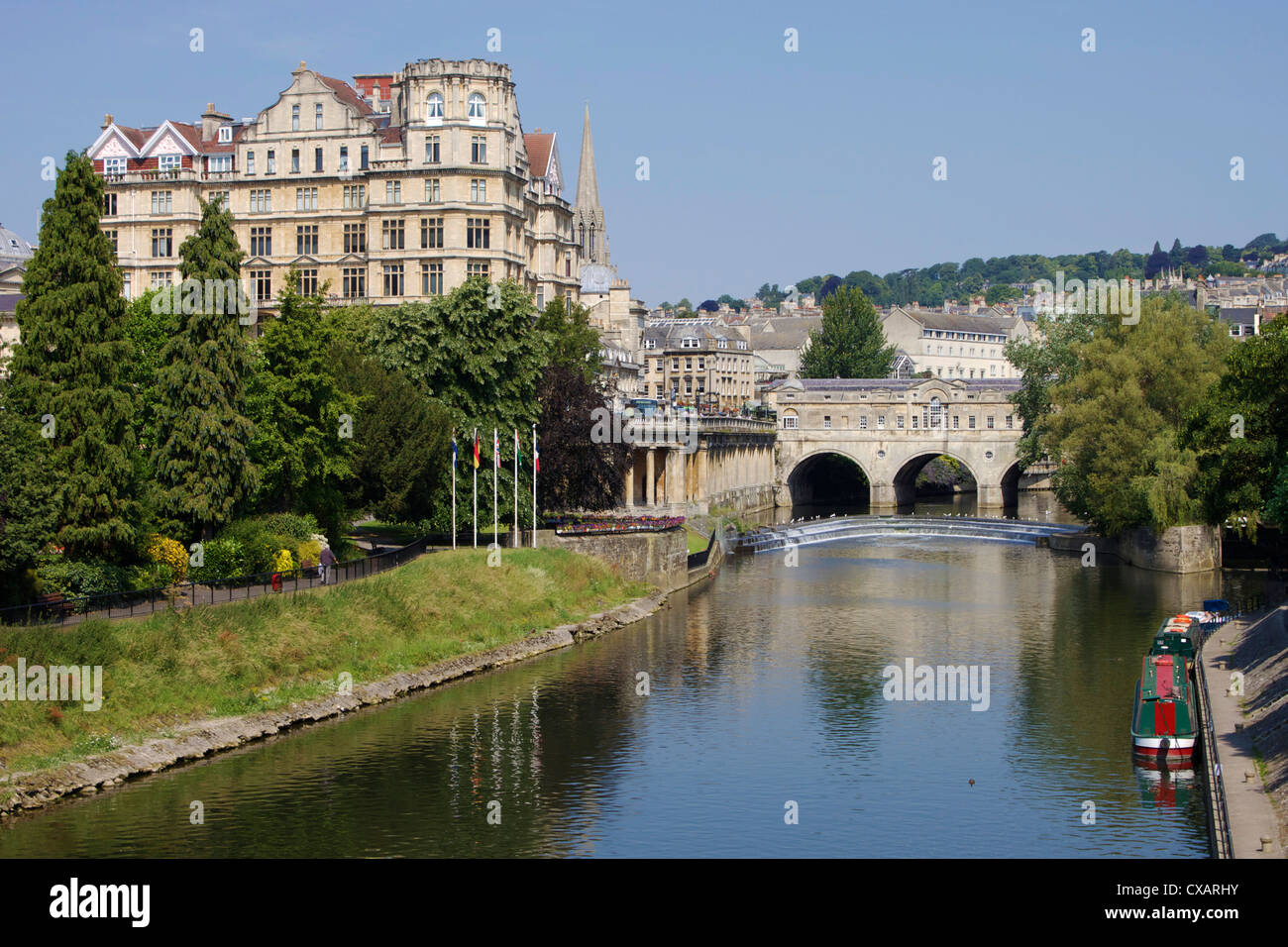 Pulteney Bridge et la rivière Avon, baignoire, UNESCO World Heritage Site, Avon, Angleterre, Royaume-Uni, Europe Banque D'Images