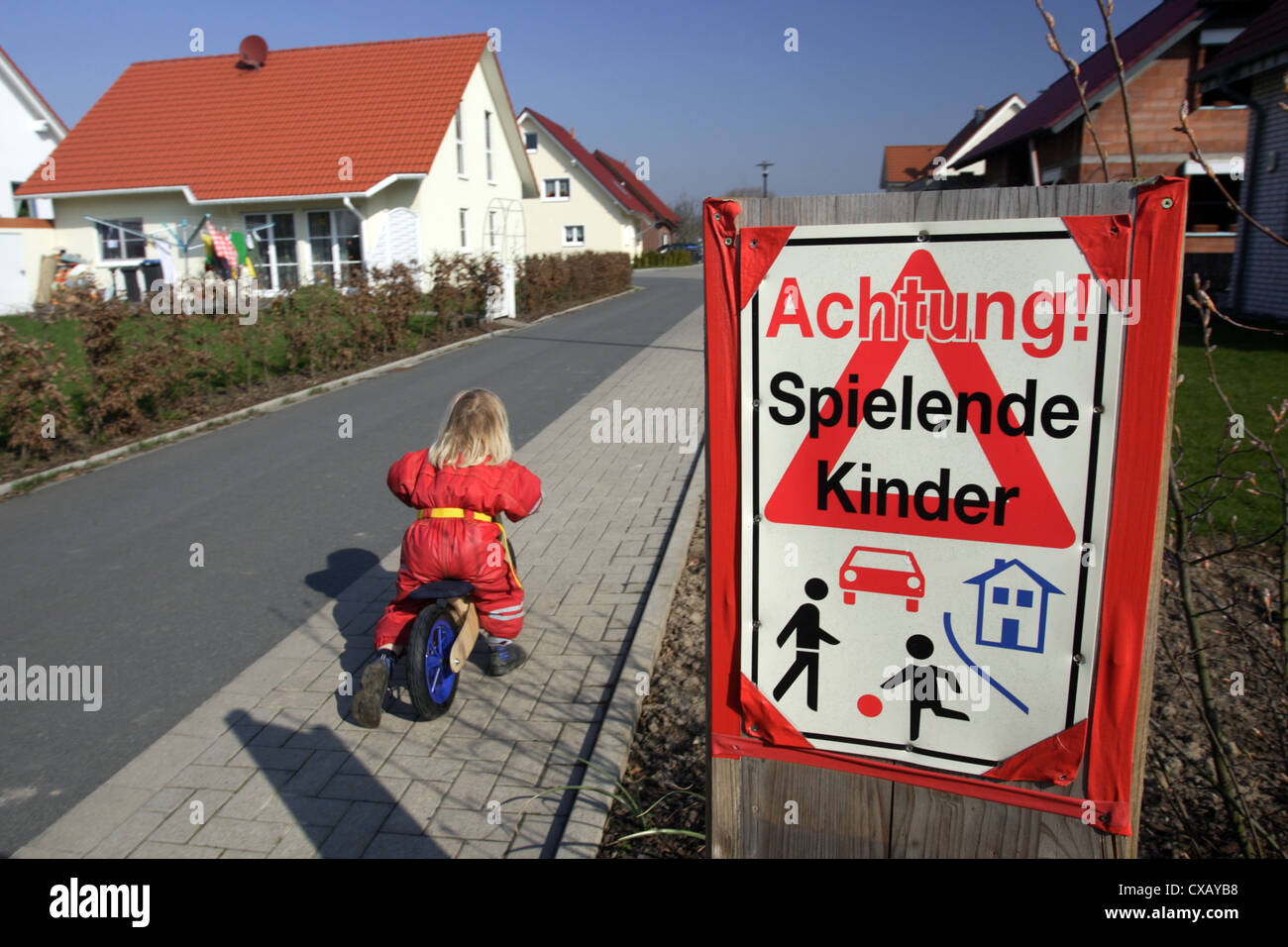 Werl, signe, Attention les enfants à jouer Banque D'Images