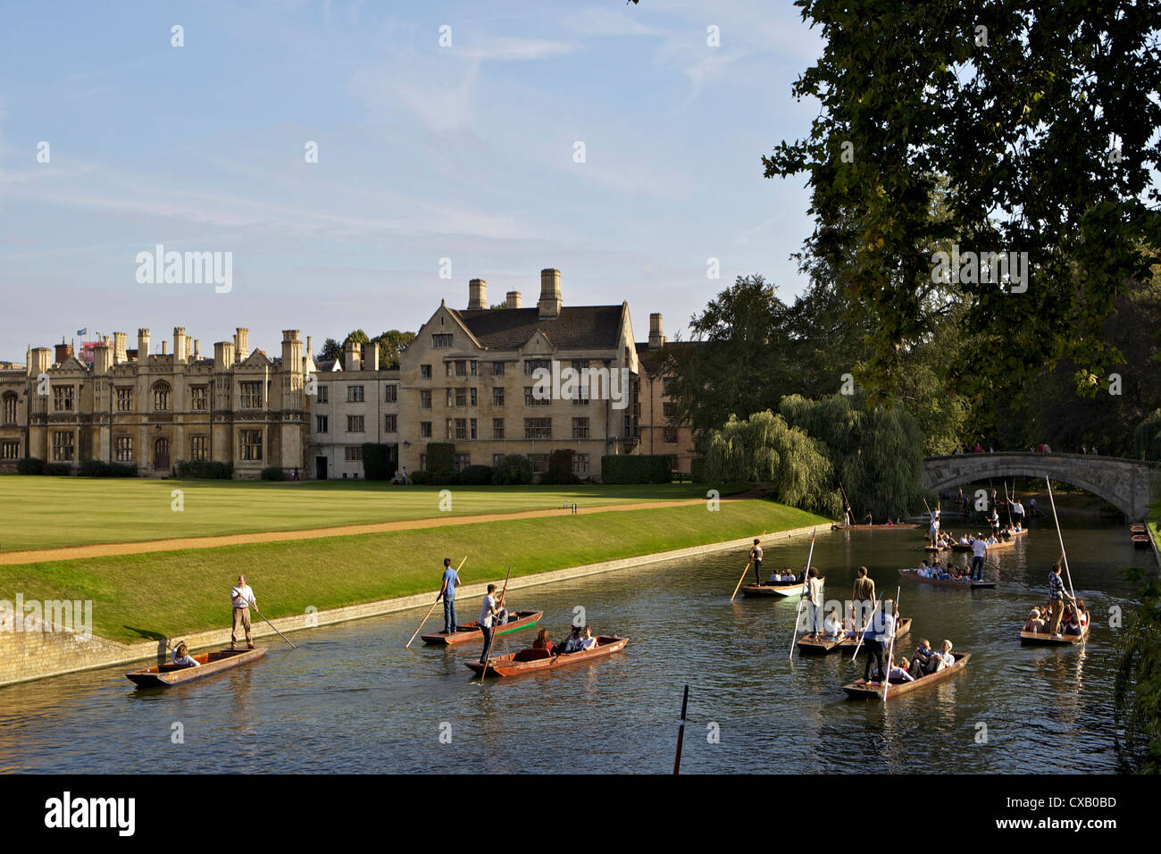 Promenades en barque sur la rivière Cam, Dos, Clare College, Cambridge, Cambridgeshire, Angleterre, Royaume-Uni, Europe Banque D'Images