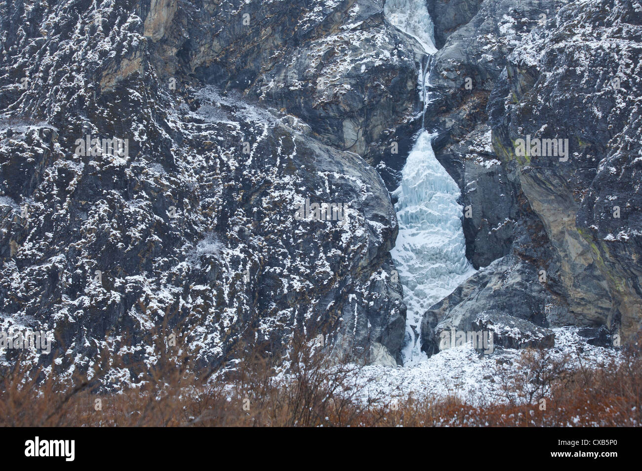 Cascade gelé, Langtang, Népal Banque D'Images