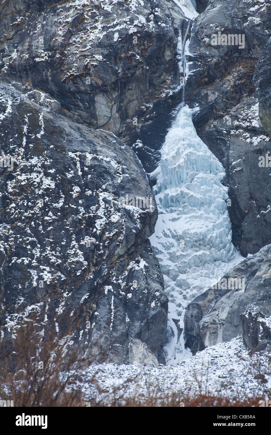 Cascade gelé, Langtang, Népal Banque D'Images