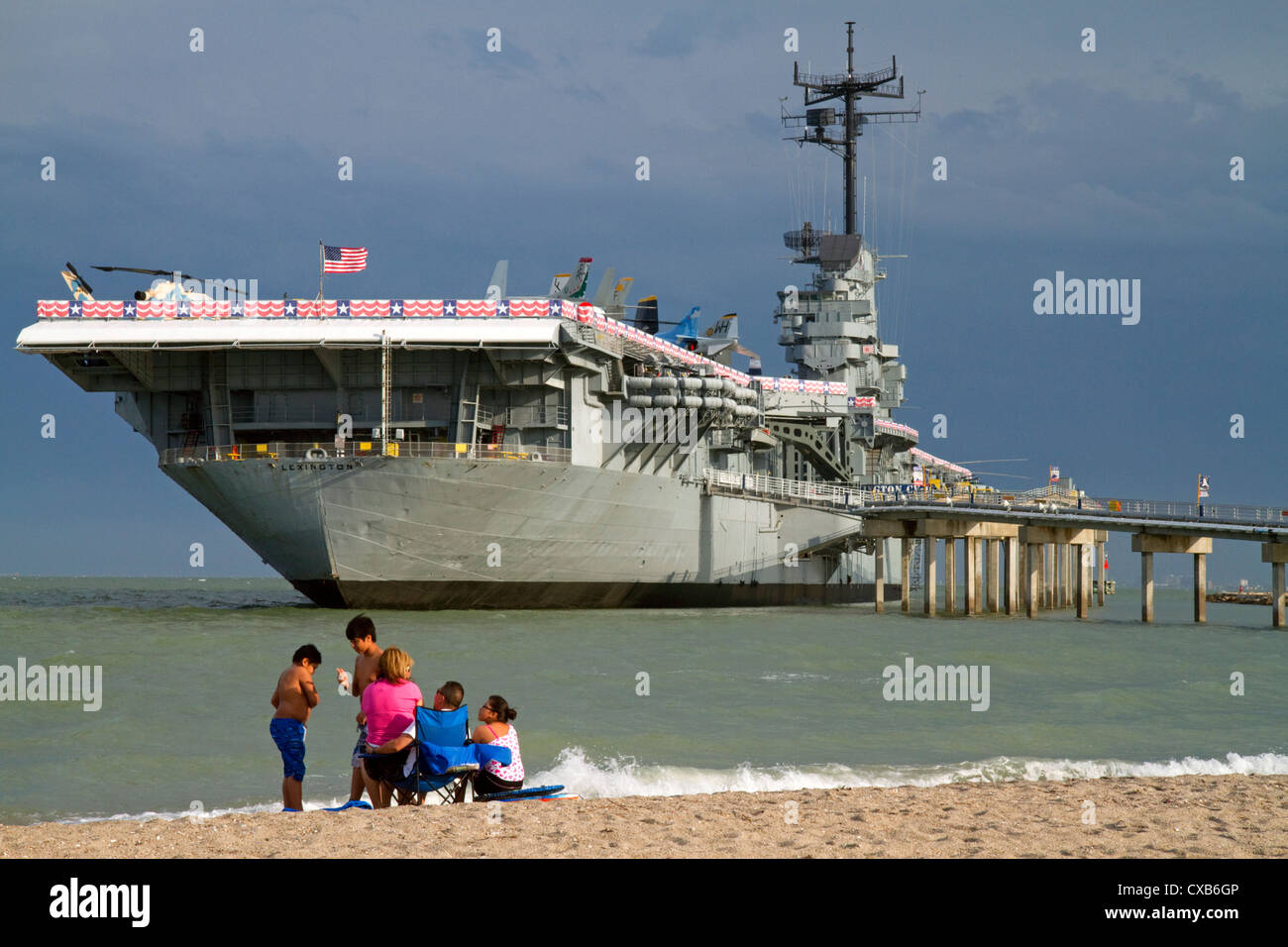 L'USS Lexington, porte-avions de la classe Essex est un bateau musée situé dans la baie de Corpus Christi, Texas, États-Unis. Banque D'Images