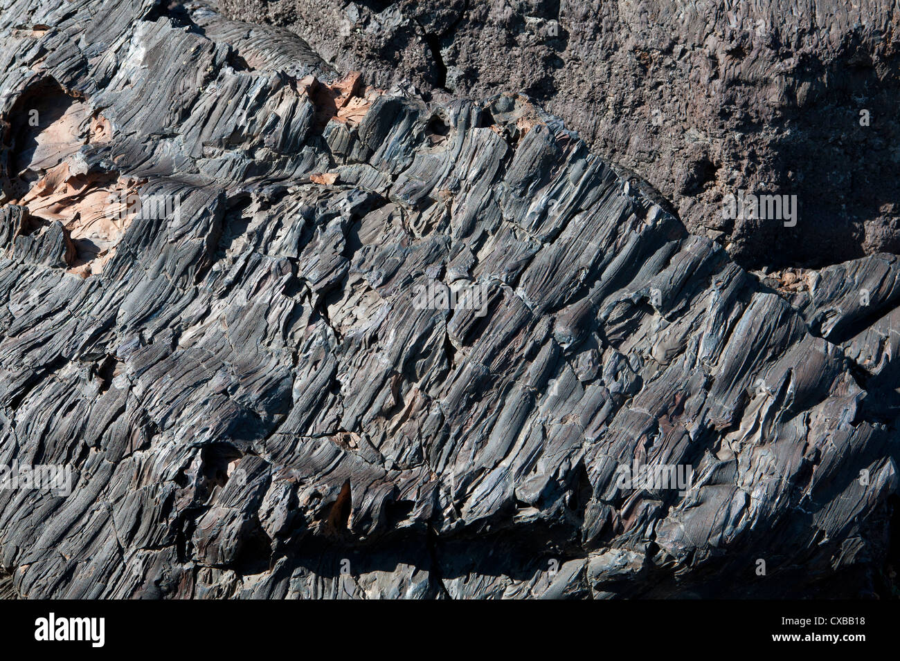 L'pahoehoe lava, une partie de l'écoulement de Blue Dragon, cratères de la Lune National Monument, ID. Banque D'Images