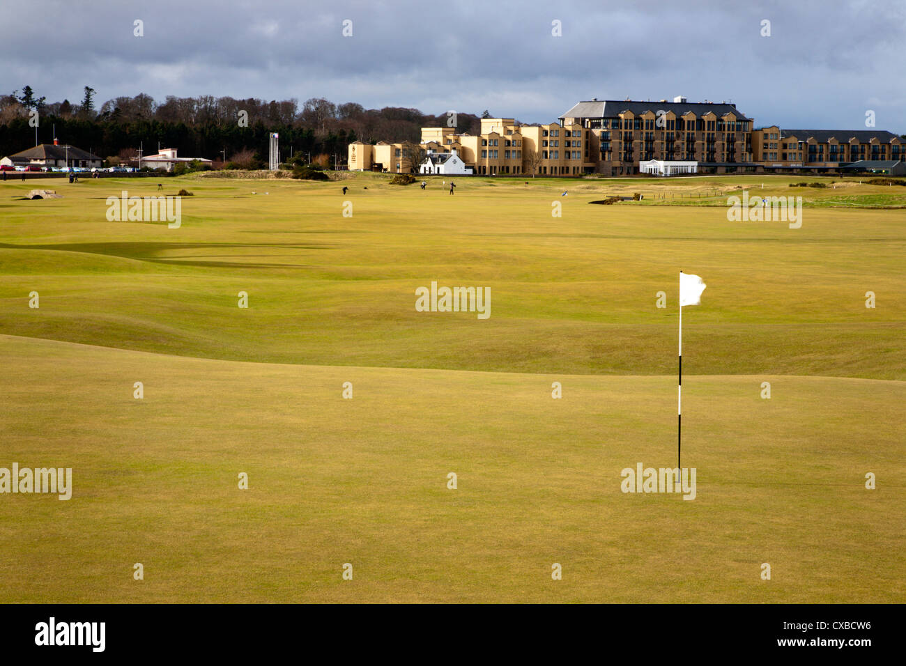 Dix-huitième Green à l'Old Course, Saint Andrews, Fife, Scotland, Royaume-Uni, Europe Banque D'Images