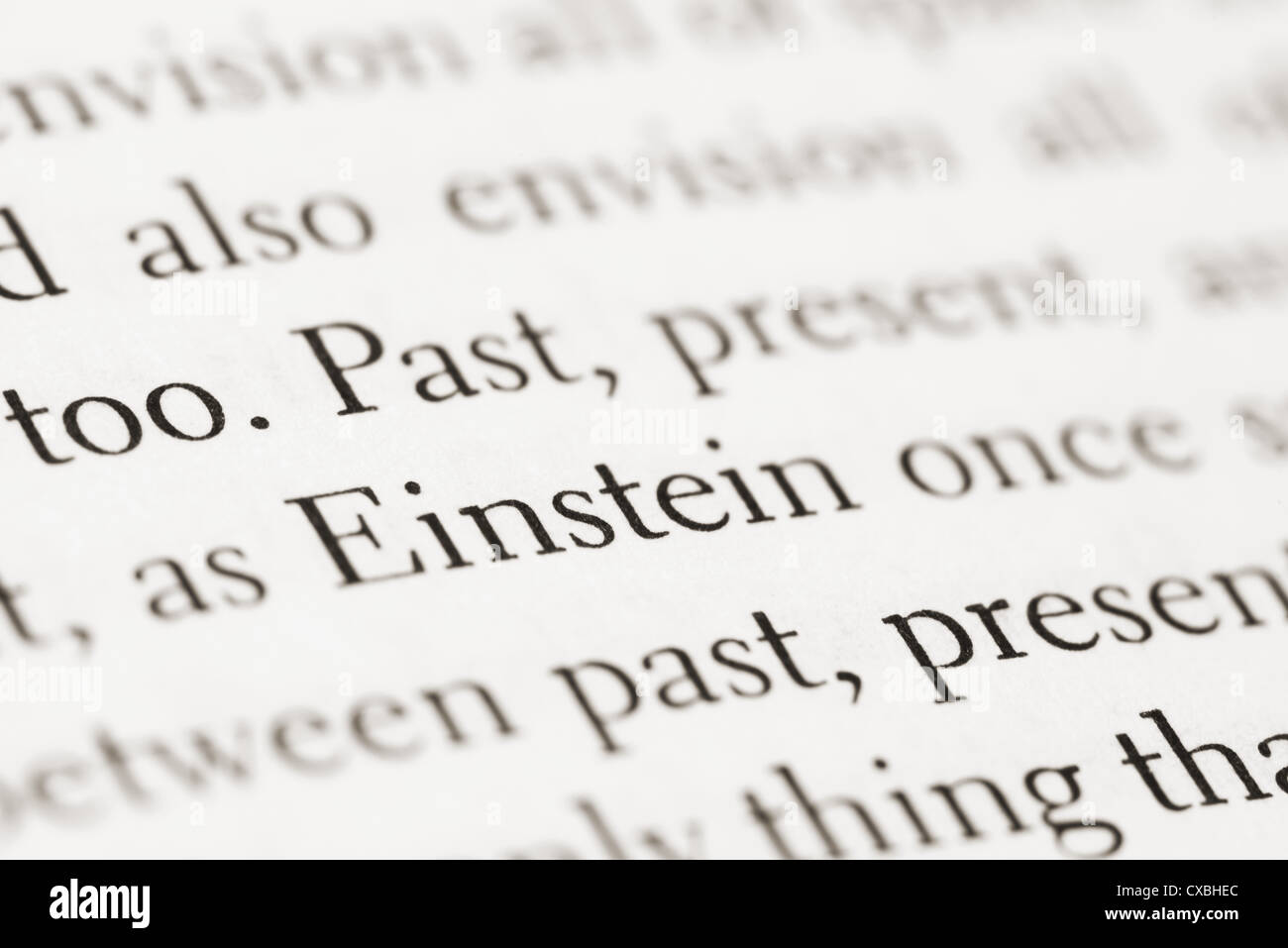 Il s'agit d'une image de texte d'un livre de physique des particules, en soulignant le mot Einstein Banque D'Images