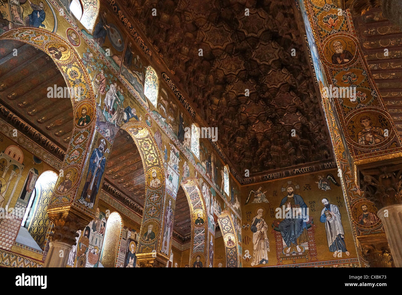 Vue intérieure de la chapelle Palatine de Palerme en Sicile Banque D'Images