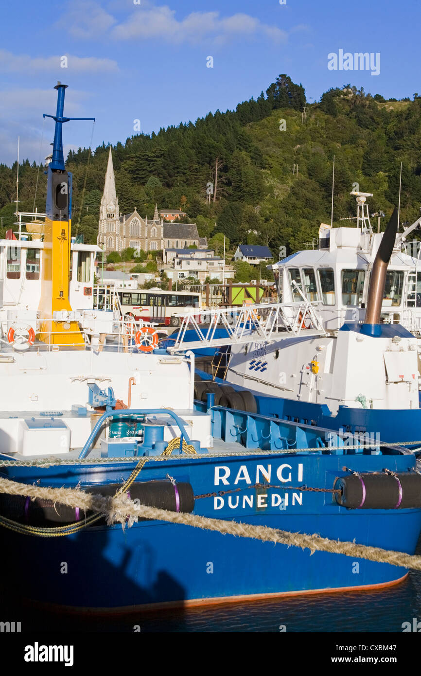 Les remorqueurs de Port Chalmers, Dunedin, Otago, île du Sud, Nouvelle-Zélande, Pacifique Banque D'Images
