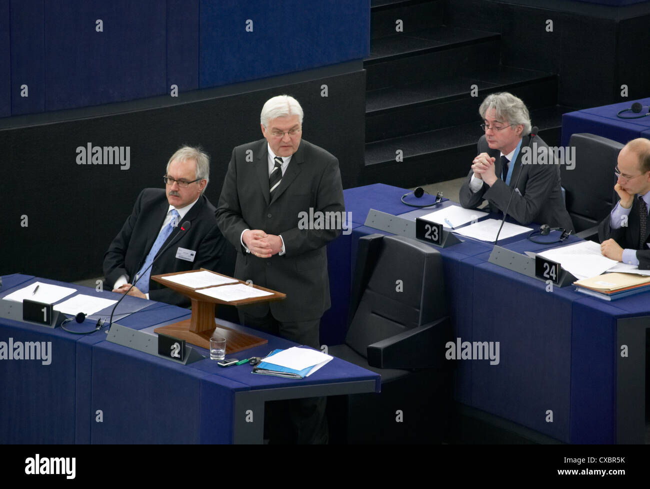 Strasbourg, le ministre allemand des Affaires étrangères Steinmeier au Parlement européen Banque D'Images