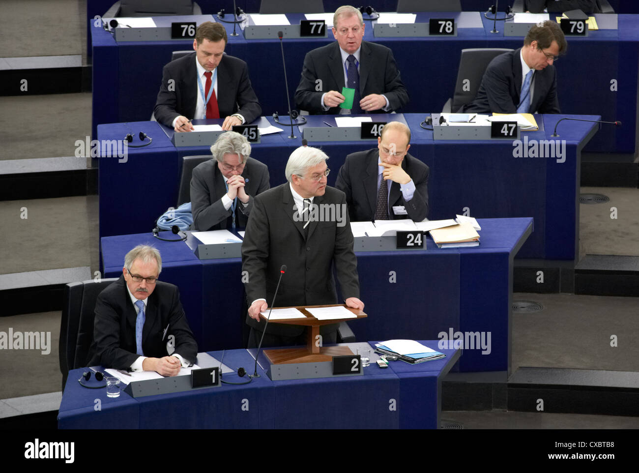 Strasbourg, le ministre allemand des Affaires étrangères Steinmeier au Parlement européen Banque D'Images