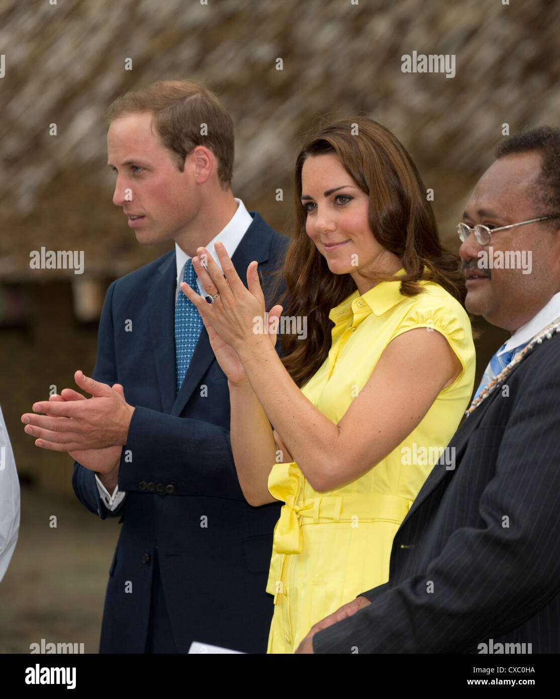 Le prince William et Catherine, duchesse de Cambridge dans les Îles Salomon dans le cadre de leur tournée Jubilé 2012 Banque D'Images