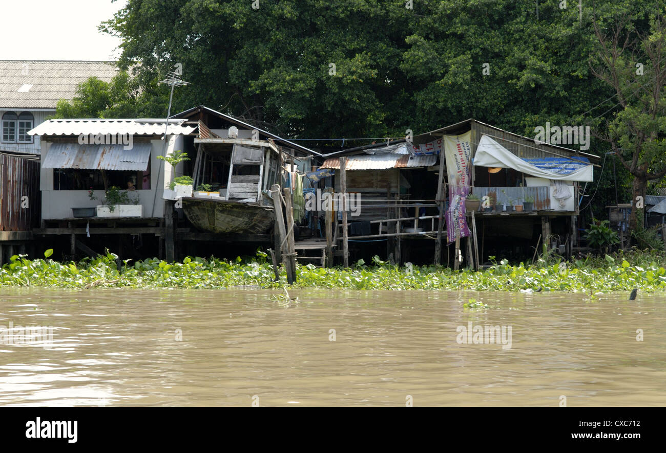 River House au bord de la rivière Chao Phraya, Bangkok, Thaïlande Banque D'Images River House au bord de la rivière Chao Phraya, Bangkok, Thaïlande Banque D'Images