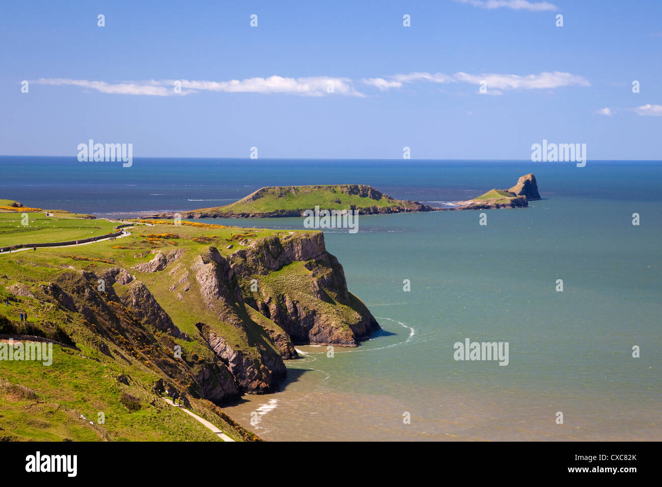 Rhossili Bay, la péninsule de Gower, au Pays de Galles, Royaume-Uni, Europe Banque D'Images