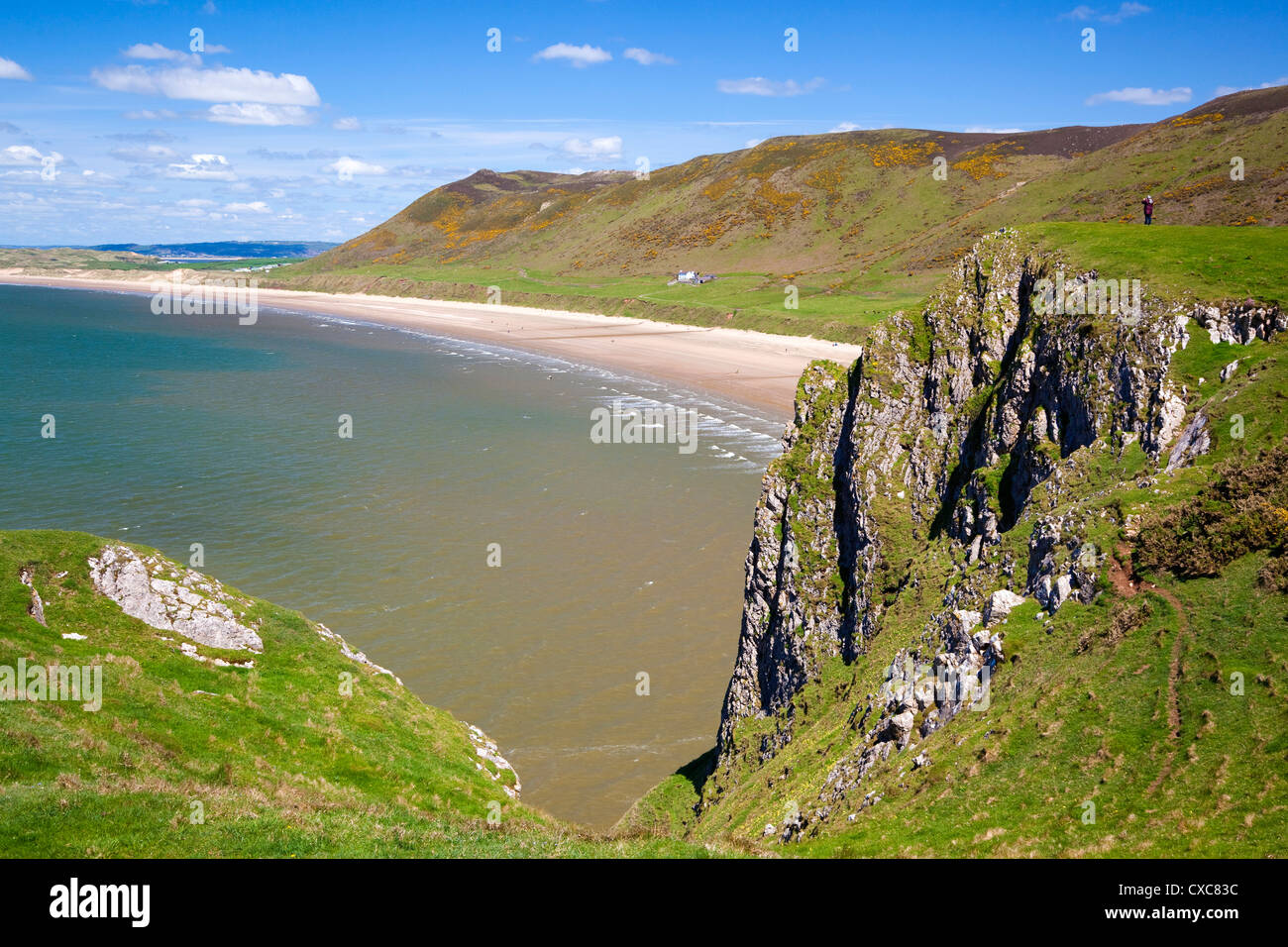 Rhossili Bay, la péninsule de Gower, au Pays de Galles, Royaume-Uni, Europe Banque D'Images
