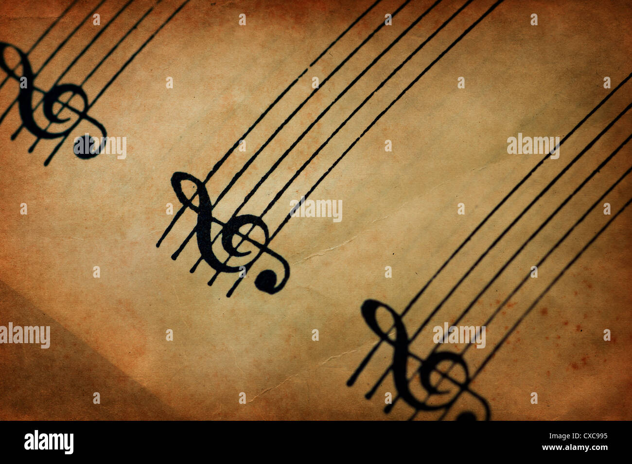 Blank sheet music avec texture vintage artistique Banque D'Images