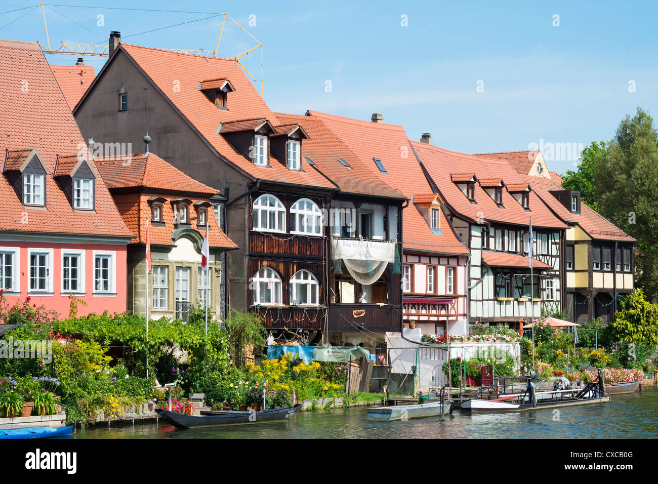 Vieilles maisons sur le bord de mer en petite Venise à Bamberg en bavière Allemagne Banque D'Images