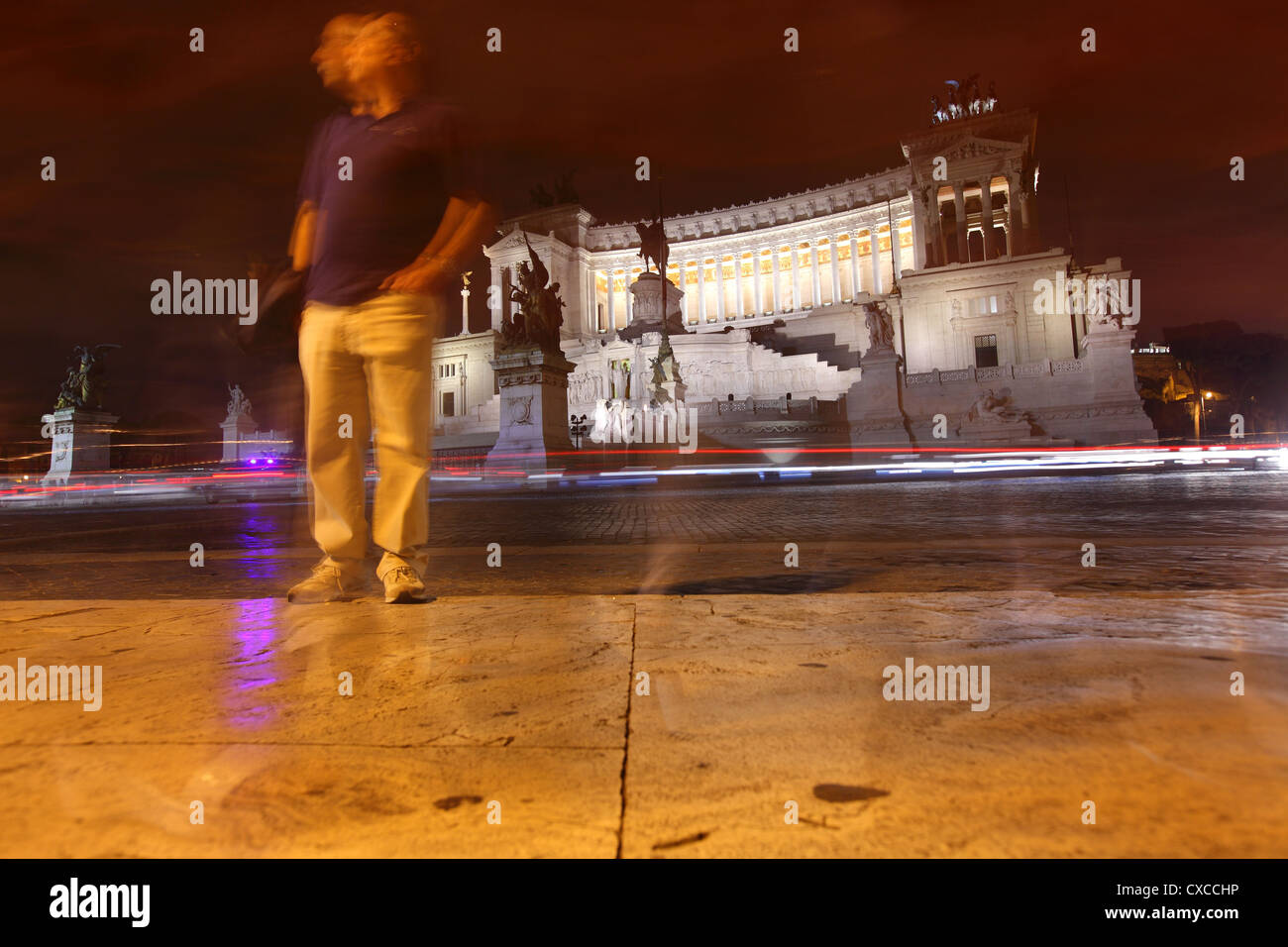 L'Italie, Rome, ville de nuit, Capitole, monument de Vittorio Emanuele II, Emanuel, Viktor Banque D'Images