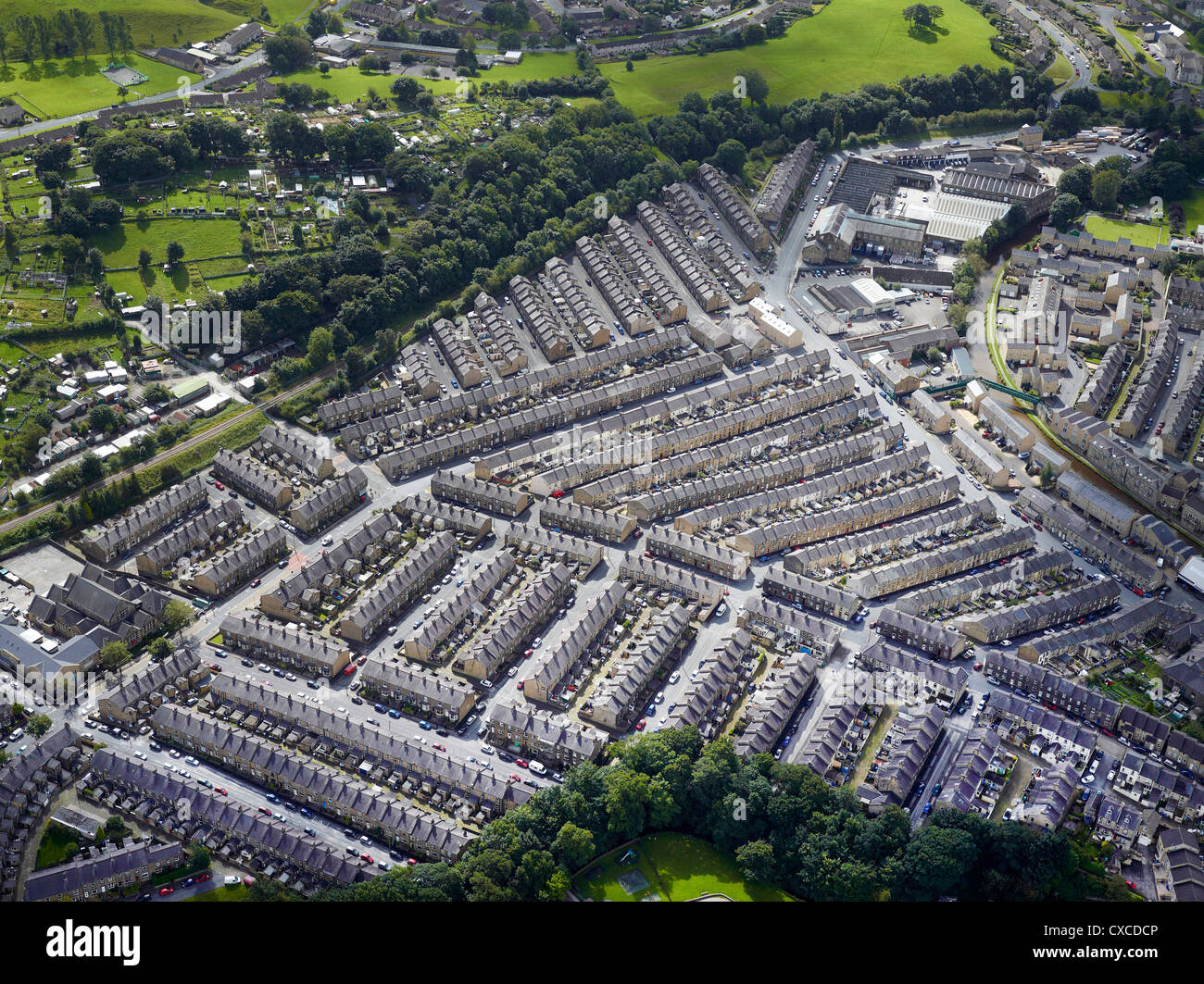 Rangées de maisons mitoyennes, Skipton, Yorkshire du Nord, le nord de l'Angleterre, Royaume-Uni Banque D'Images