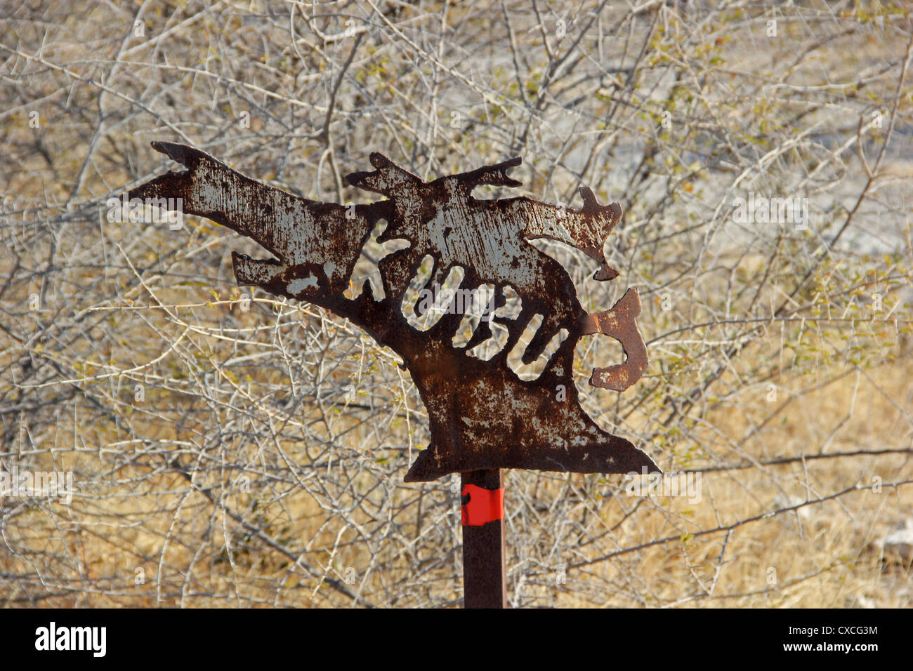 Botsuana Kubu Island Sign Banque D'Images