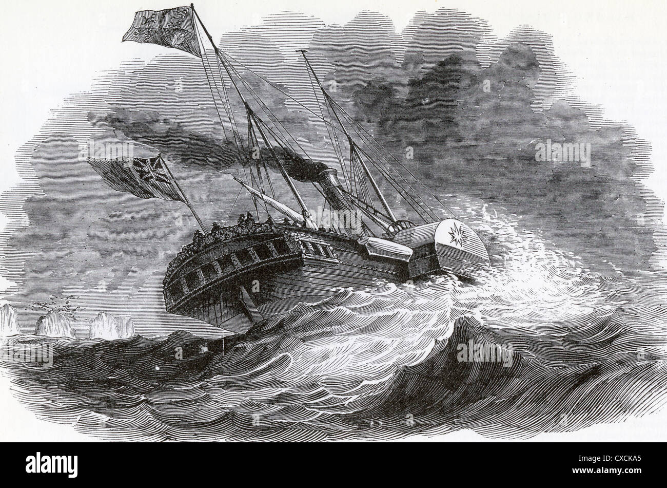 'VICTORIA ET ALBERT' Le yacht royal en passant par les aiguilles de Plymouth le 18 août 1846 avec la reine Victoria à bord Banque D'Images