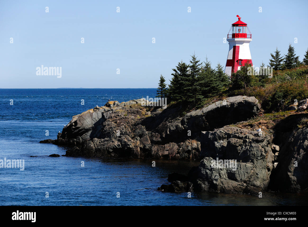 Le port de tête ou à l'Est de l'île Campobello, phare de Quoddy, Nouveau-Brunswick, Canada Banque D'Images