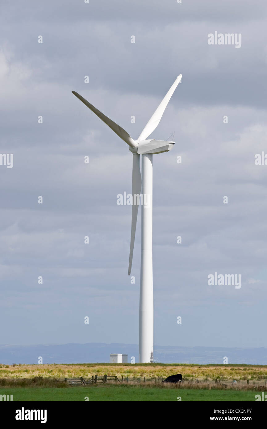 1 éoliennes géantes (horreur) domine les terres agricoles des champs dans un paysage pittoresque - Knabs Ridge farm éoliennes terrestres, Harrogate, North Yorkshire, Angleterre. Banque D'Images