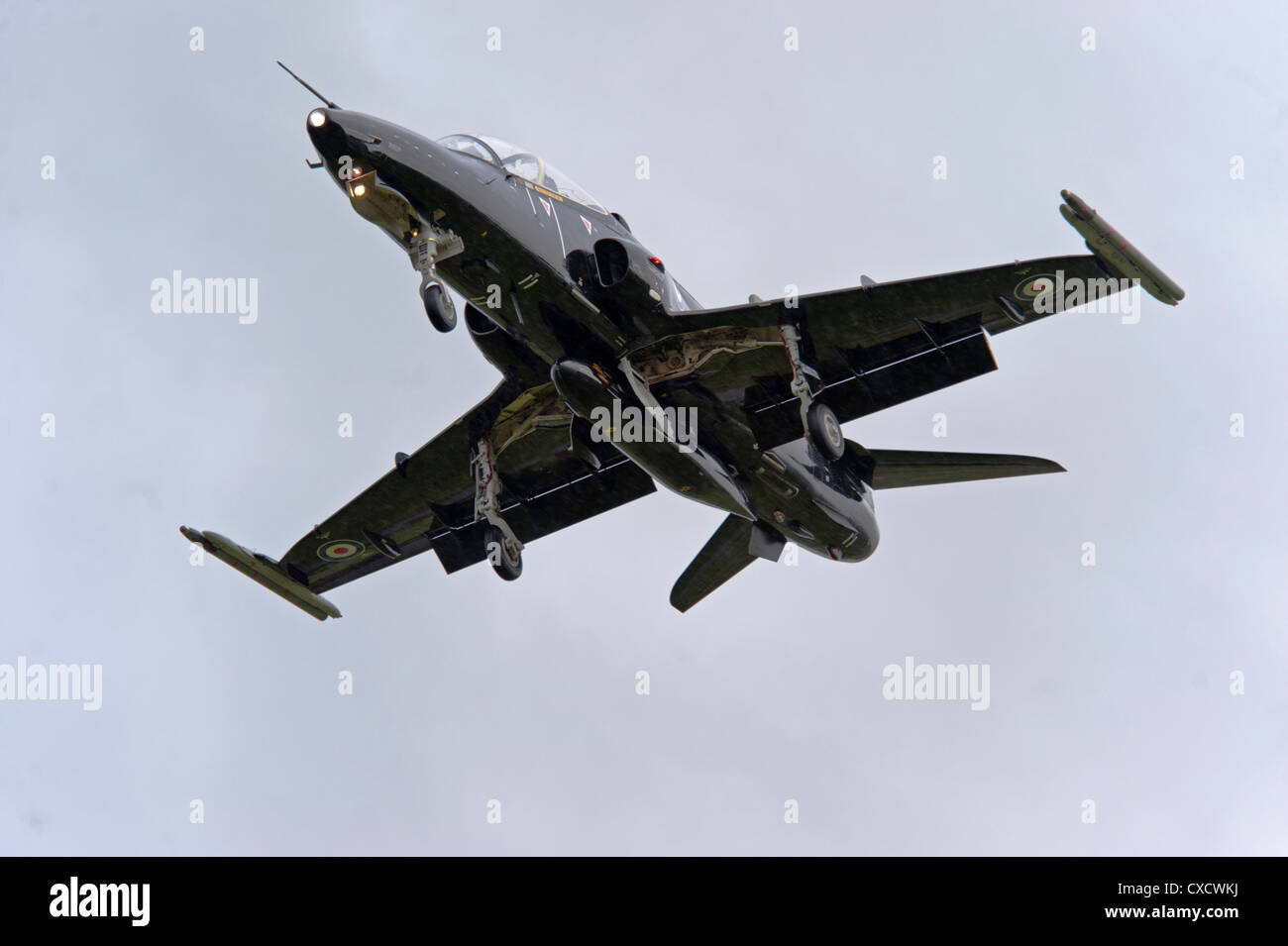 Hawk T.2 prise à RAF Valley Anglesey au nord du Pays de Galles dans Uk.Coming à la terre. Banque D'Images