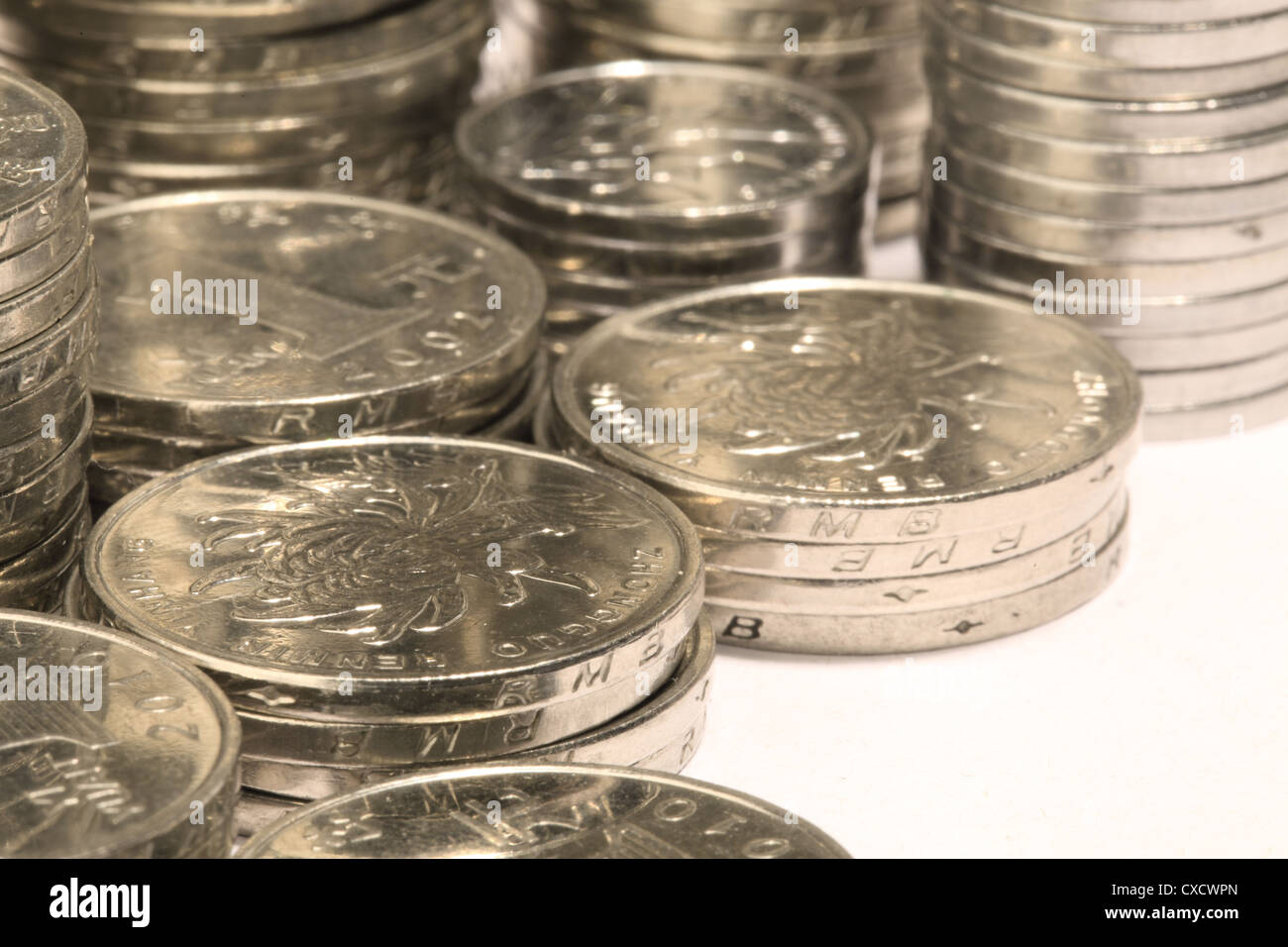 Piles de monnaie chinoise Banque D'Images