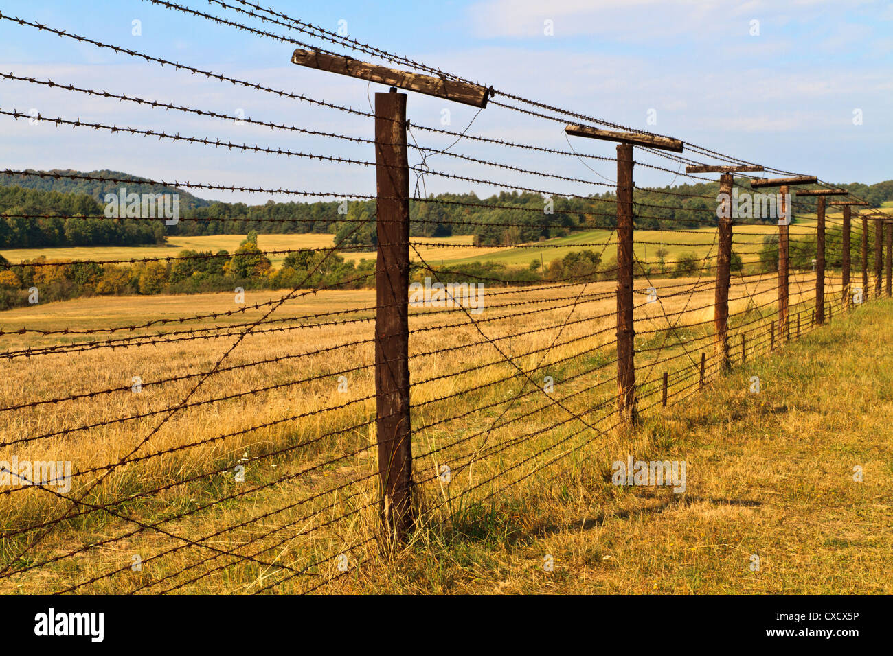 Vestiges de rideau de fer près de la frontière en République tchèque et en Autriche. Rideau de fer divise l'Europe dans les années 1948 - 1989 années. Banque D'Images