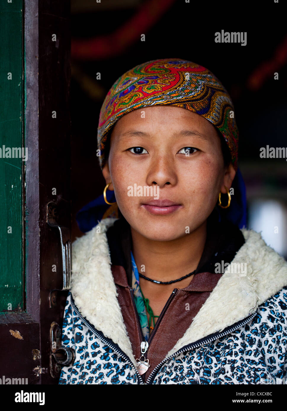 Portrait d'une jeune fille népalaise, Népal Banque D'Images