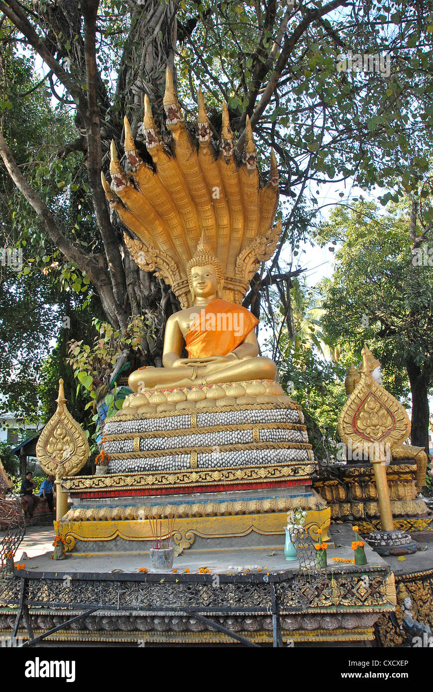 Statue de bouddha, temple de Vat Simuang, Vientiane, Laos Banque D'Images