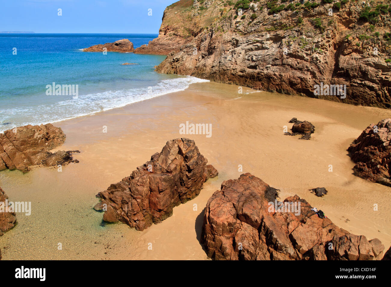Belle plage Plemont, Jersey, Channel Islands, Royaume-Uni Banque D'Images