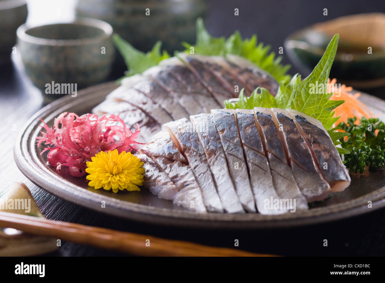 Sashimi de chinchard Banque D'Images