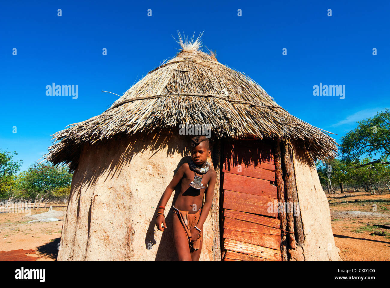 Garçon Himba, Kaokoveld, Namibie, Afrique Banque D'Images