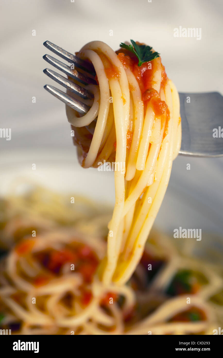 Spaghetti avec sauce tomate, Lombardie, Italie, Europe Banque D'Images