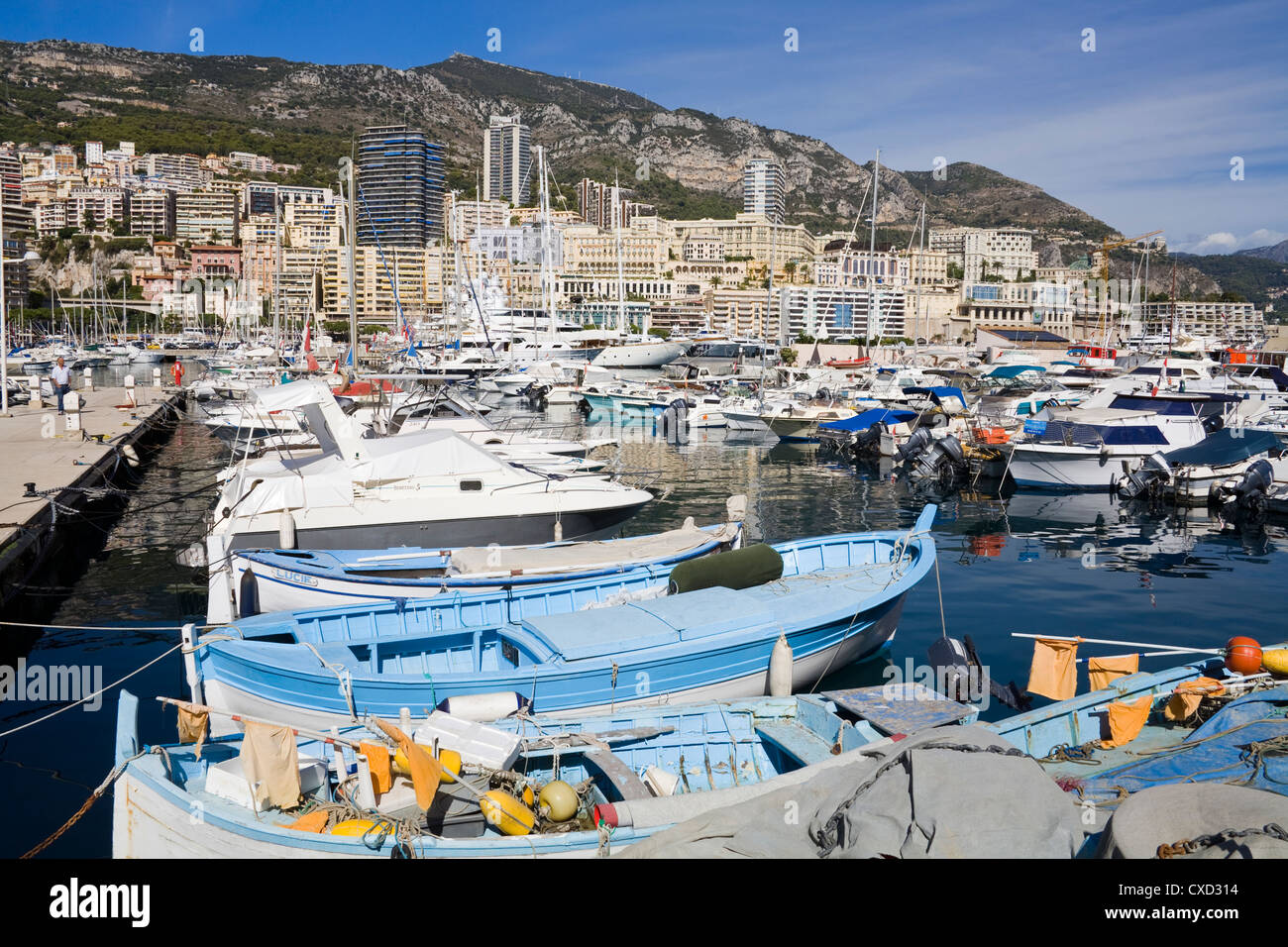 Port de Monaco, la ville de Monte Carlo, Monaco, Europe, Méditerranée Banque D'Images