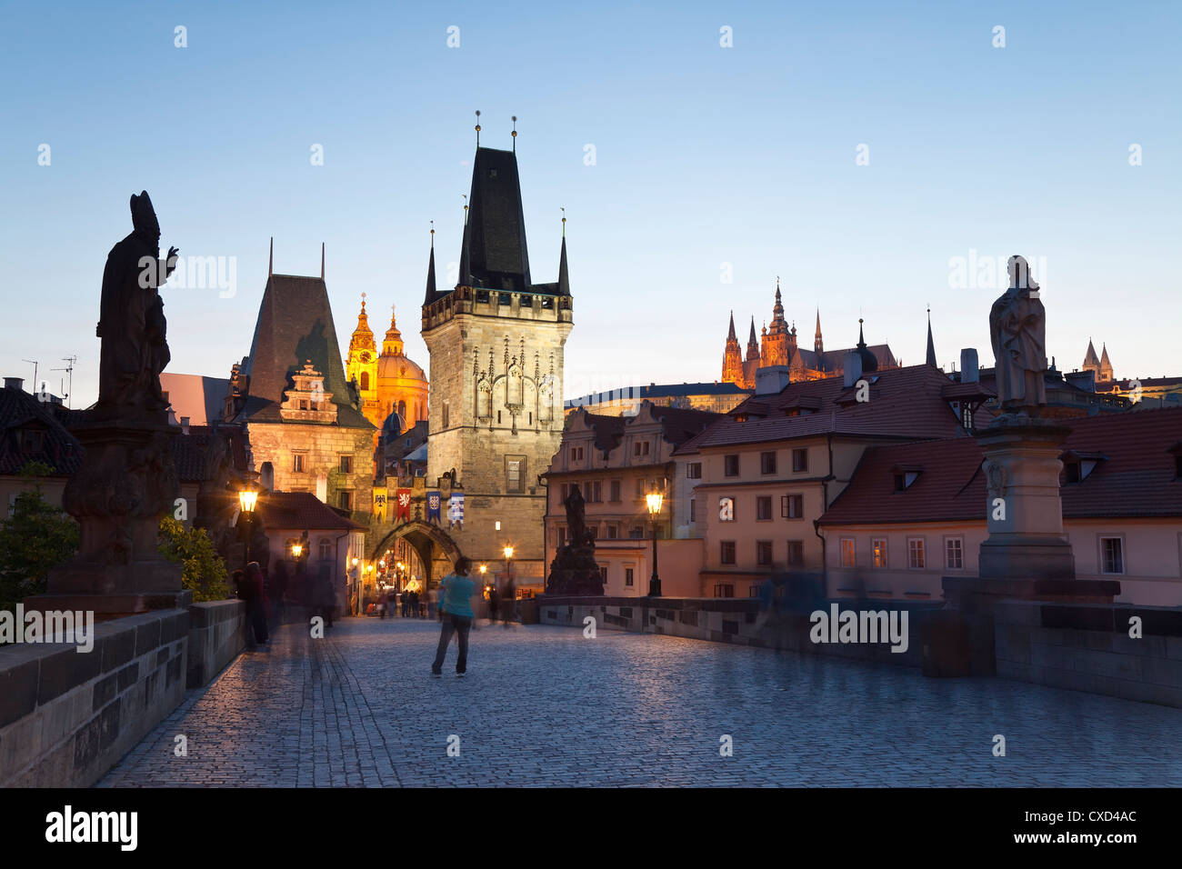 Le Pont Charles, Site du patrimoine mondial de l'UNESCO, Prague, République Tchèque, Europe Banque D'Images