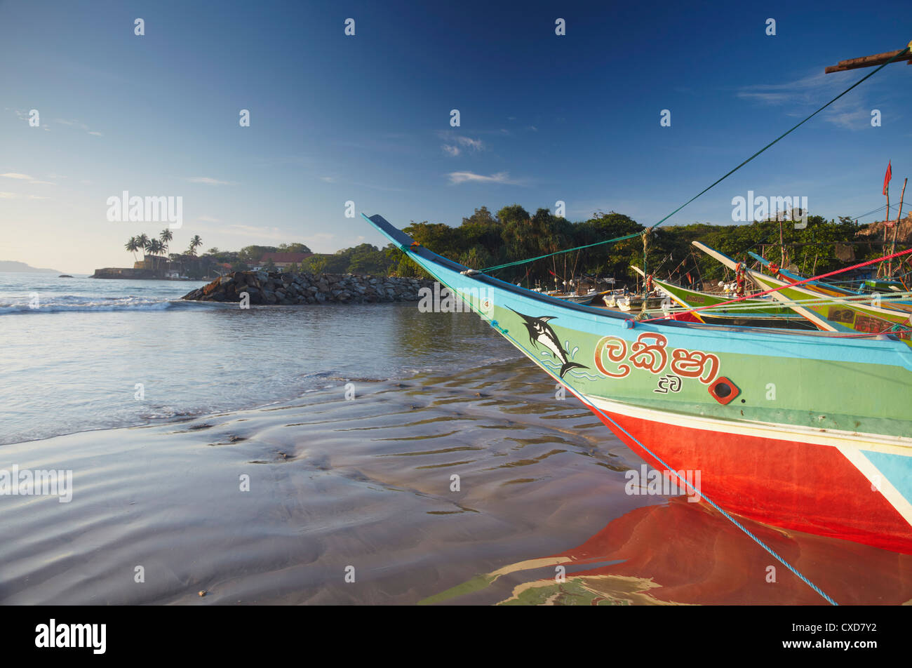 Bateau de pêche, Galle, Province du Sud, Sri Lanka, Asie Banque D'Images