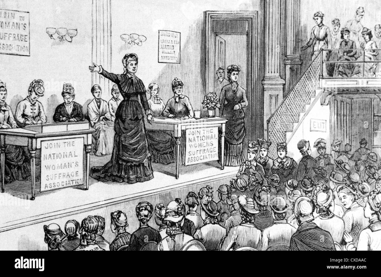Des femmes Suffrage Association nationale à un congrès politique à Chicago en 1880 avec Susan B. Anthony parlant Banque D'Images