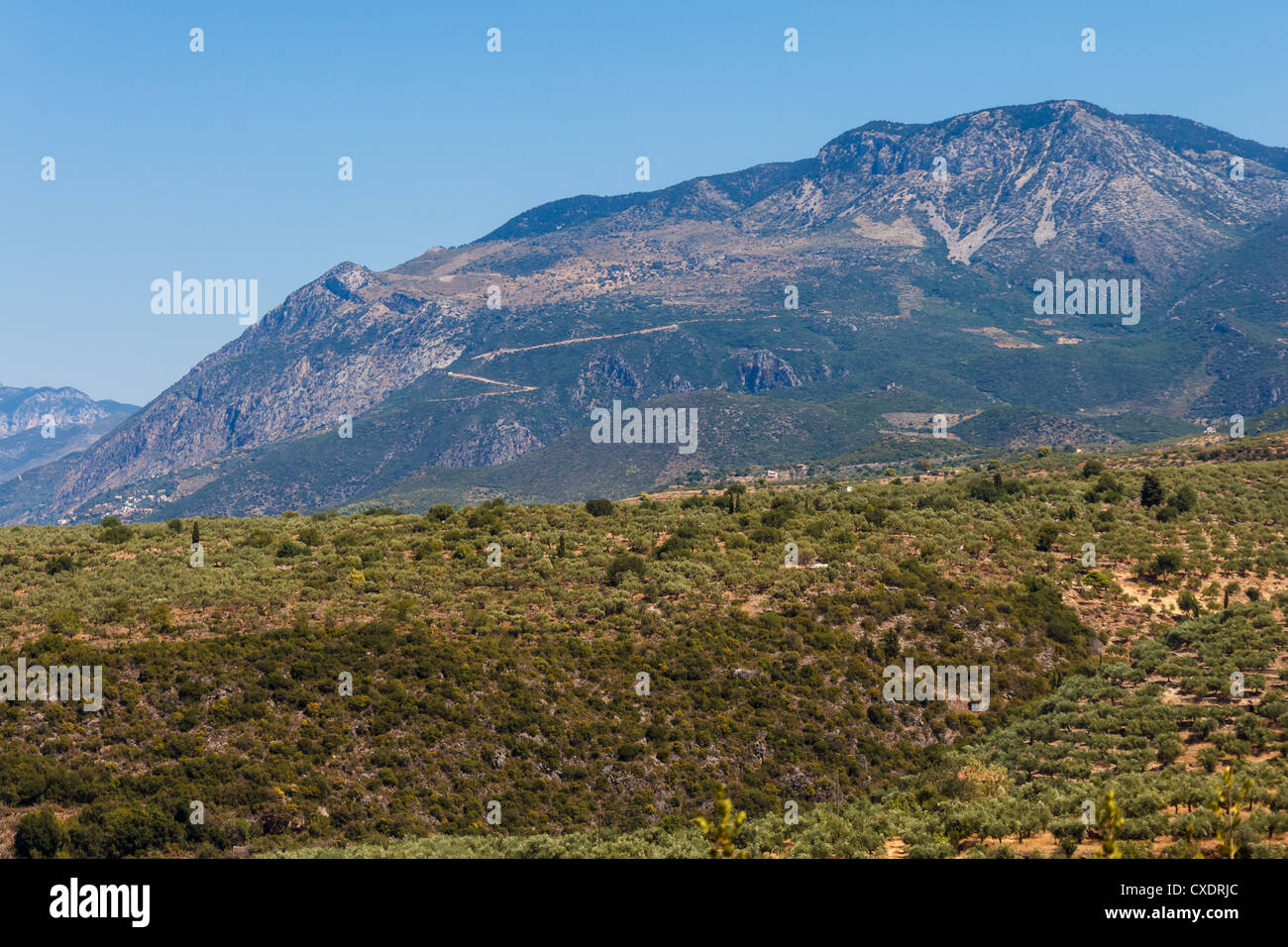 Paysage naturel, dans la montagne d'un point de vue élevé en Grèce Banque D'Images