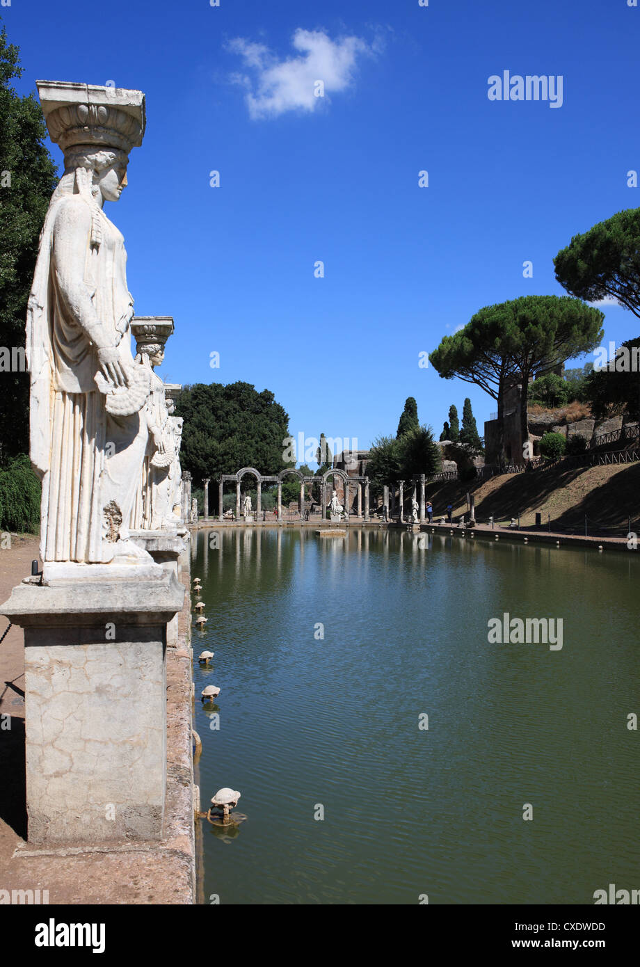 La Villa d'Hadrien, Canopus Canal, Site du patrimoine mondial de l'UNESCO, Tivoli, Rome, Latium, Italie, Europe Banque D'Images