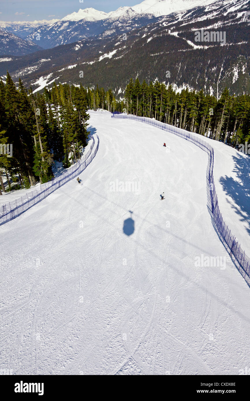 Vue aérienne de ski run, Whistler Mountain, station de ski de Whistler Blackcomb, Whistler, British Columbia, Canada, Amérique du Nord Banque D'Images