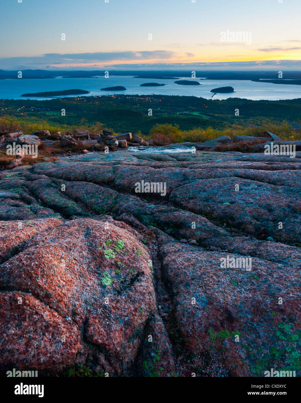 Vue de Cadillac Mountain, parc national d'Acadia, Mount Desert Island, Maine, New England, United States of America Banque D'Images