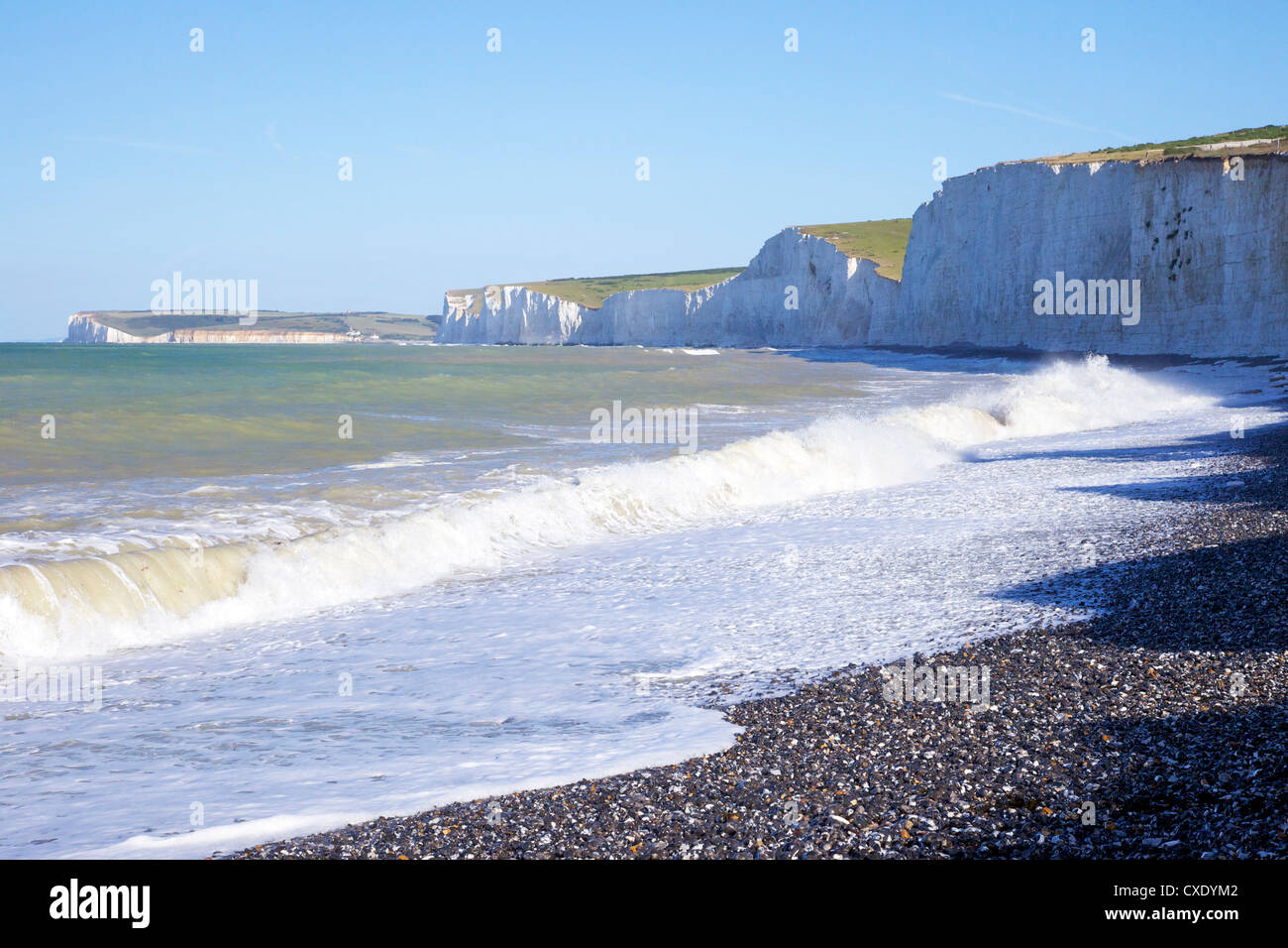 Urrugne et falaises de craie des sept Sœurs, East Sussex, Parc National des South Downs, Angleterre, Royaume-Uni, Europe Banque D'Images