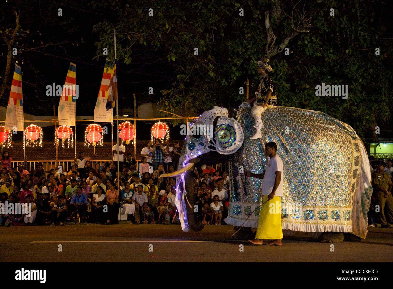 Dans l'éléphant de cérémonie Maha Navam Perahera, Colombo, Sri Lanka Banque D'Images