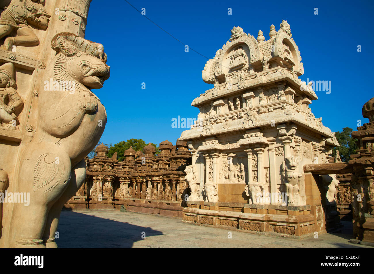 Temple Kailasanatha datant du 8e siècle, Kanchipuram, Tamil Nadu, Inde, Asie Banque D'Images