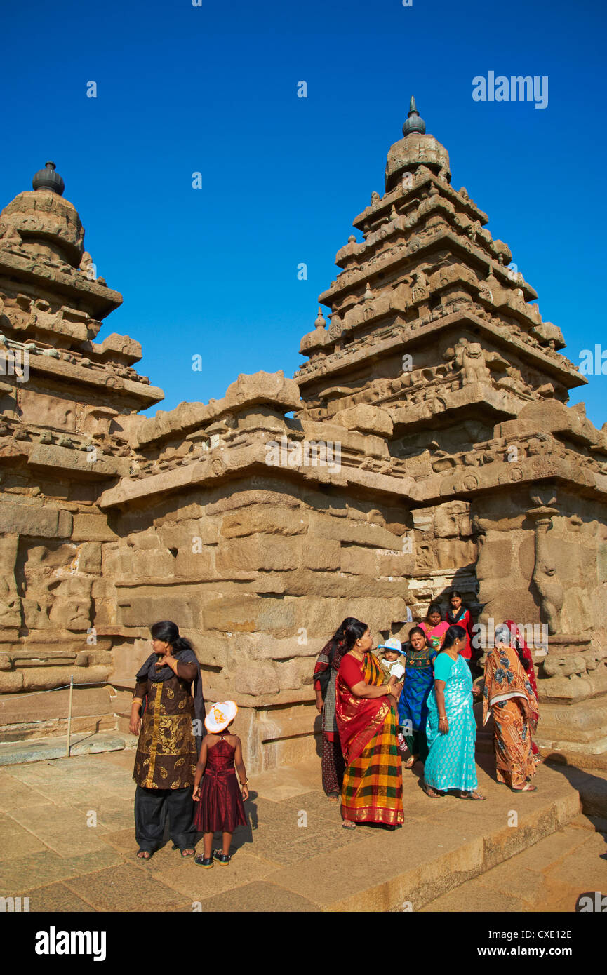 Le Shore Temple, Mamallapuram (Mahabalipuram), UNESCO World Heritage Site, Tamil Nadu, Inde, Asie Banque D'Images