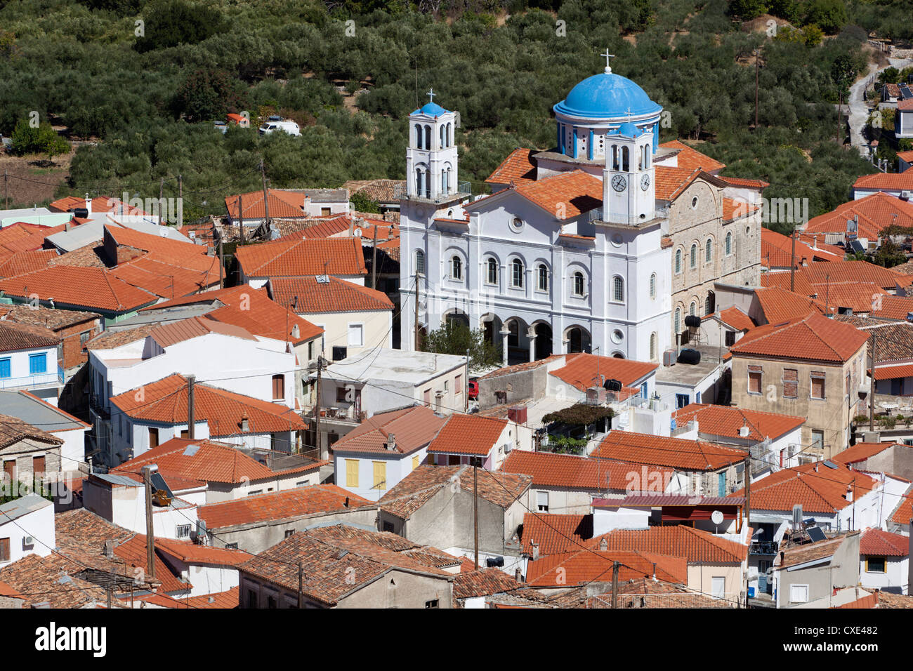 Église de la Sainte Trinité, Pagondas, Samos, îles de la mer Égée, Grèce Banque D'Images