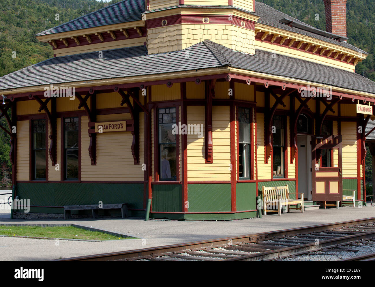 La gare de Crawford Notch New Hampshire USA Amérique du Nord de la Nouvelle Angleterre. Banque D'Images