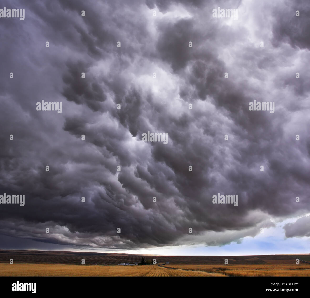 Un énorme nuage noir au-dessus d'un domaine Banque D'Images